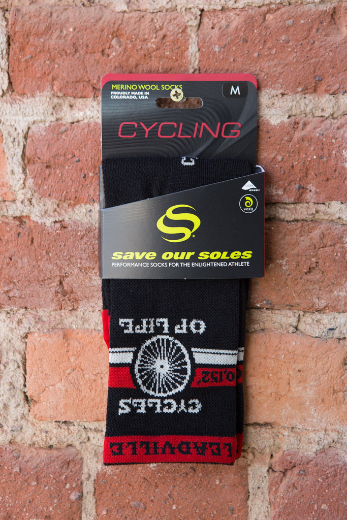 Cycles of Life Cycling Socks Black/Red 6" cuff